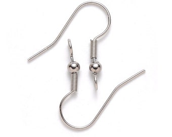 20/50/100 pcs - 304 SS Hook / Earring Findings/ Hypoallergenic / Stainless Steel