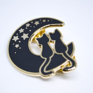 Twin Moon Cats Cute Enamel Pin