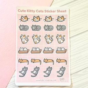 Kawaii Cute Adorable Cat Sticker Sheet | Neko Kitty | Meowy Time | Planner Stickers