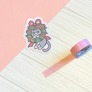 Kawaii schattige kat sticker kerstvakantie |  Schattige katten |  Kitty Cat Time |  Waterdichte sticker