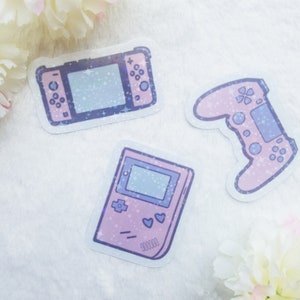 Paquete de pegatinas holográficas para control de gamer girl, adorable tema pastel de gamer girl