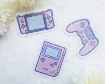 Kawaii Cute Gamer Girl Controller Holographic Sticker Pack  |  Adorable Gamer Girl Pastel Theme