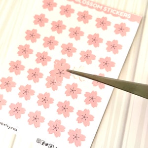 Adorable Cute Kawaii Sakura Cherry Blossom Sticker Sheet |  Planner Stickers Bujo  |  Spring Time Stickers   |  Deco Pink Sakura