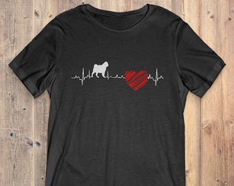 Pug Dog T-Shirt Gift: Pug Heartbeat
