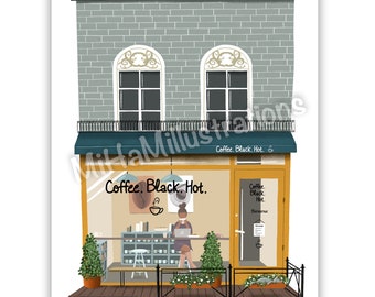 Illustration imprimée - Coffee shop - Affiche - Poster