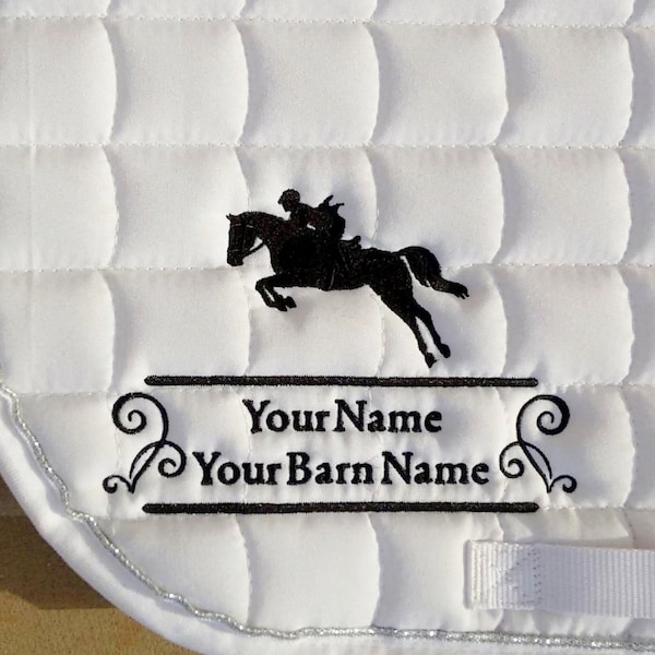 Saddle Pad Jumping Horse and Name Embroidery