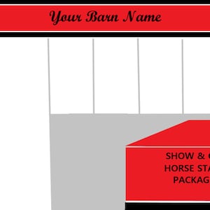 Show & Go Horse Stall Package, Pkg Horse Stall Valance Trunk Cover, 10&#39; or 12&#39;, Free Embroidered Lettering, Your Barn Colors, Tack Box Cover