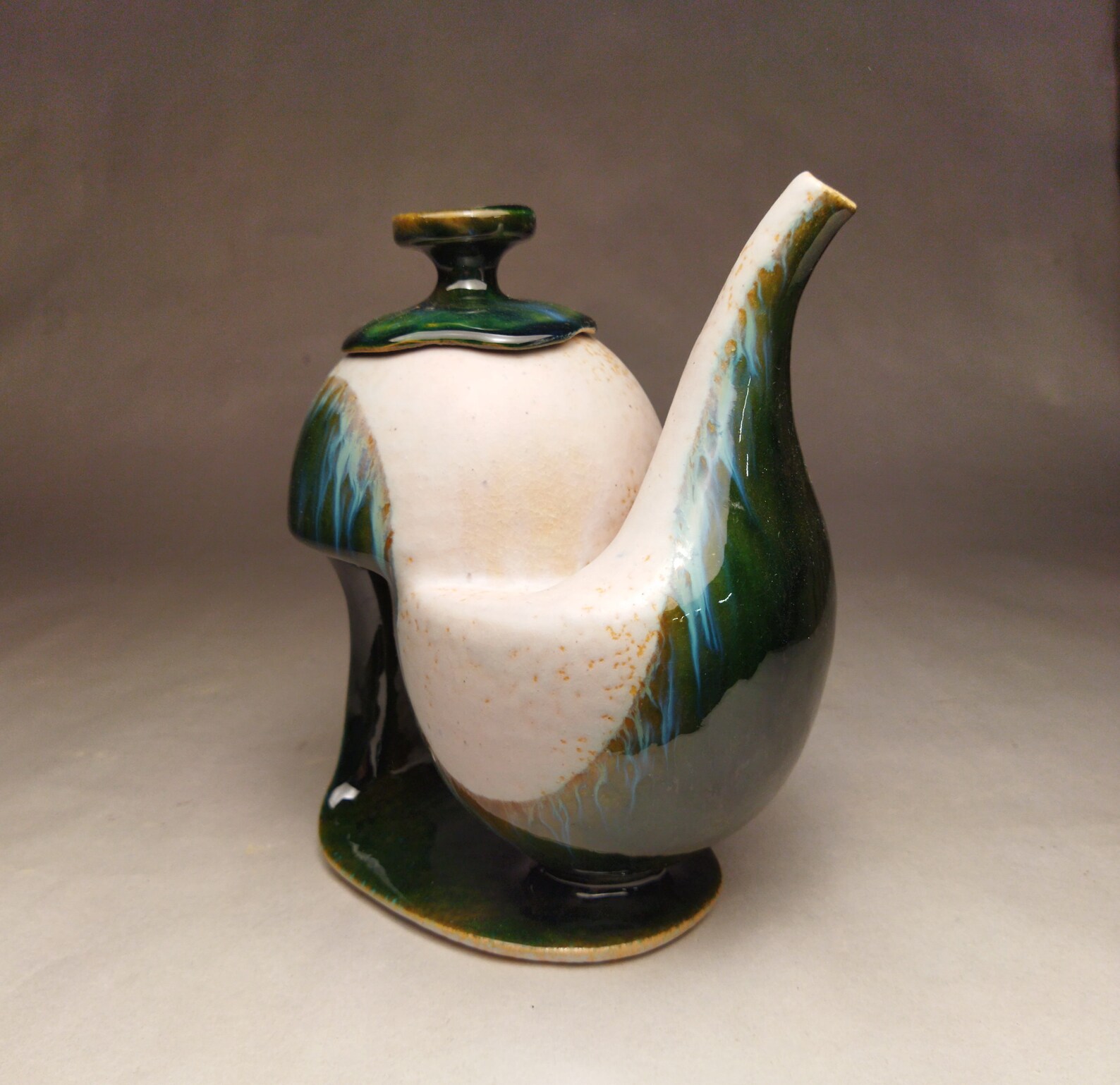 Whimsical ceramic teapot Halves Handthrown Etsy
