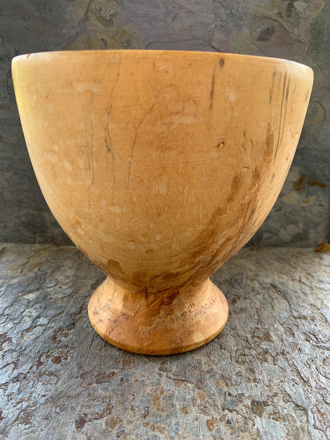 Wood Pedestal Bowl Handmade of Pecan Signed and Dated FREE Etsy