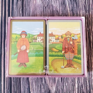 Vintage KONGRESS Tennis und Golf Dual Pack Spielkarten 1960er Jahre *nicht original Case*