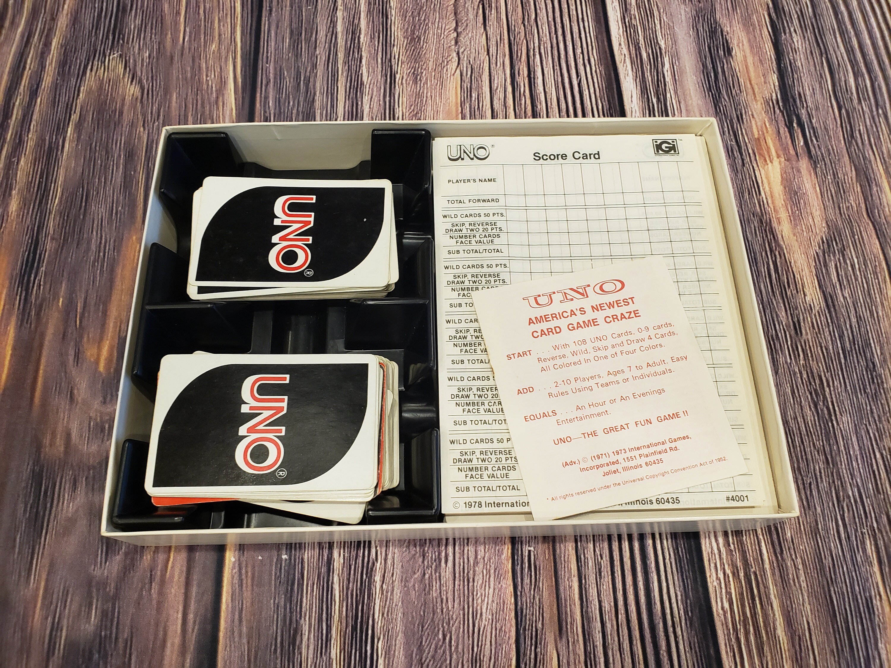 Vintage 1978 IGI UNO Card Game Complete