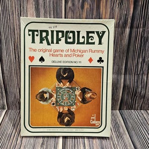 Vintage Tripoley Deluxe Edition Mat e baralho de cartas Nº 111, 1969 Cadaco *SEM FICHAS*