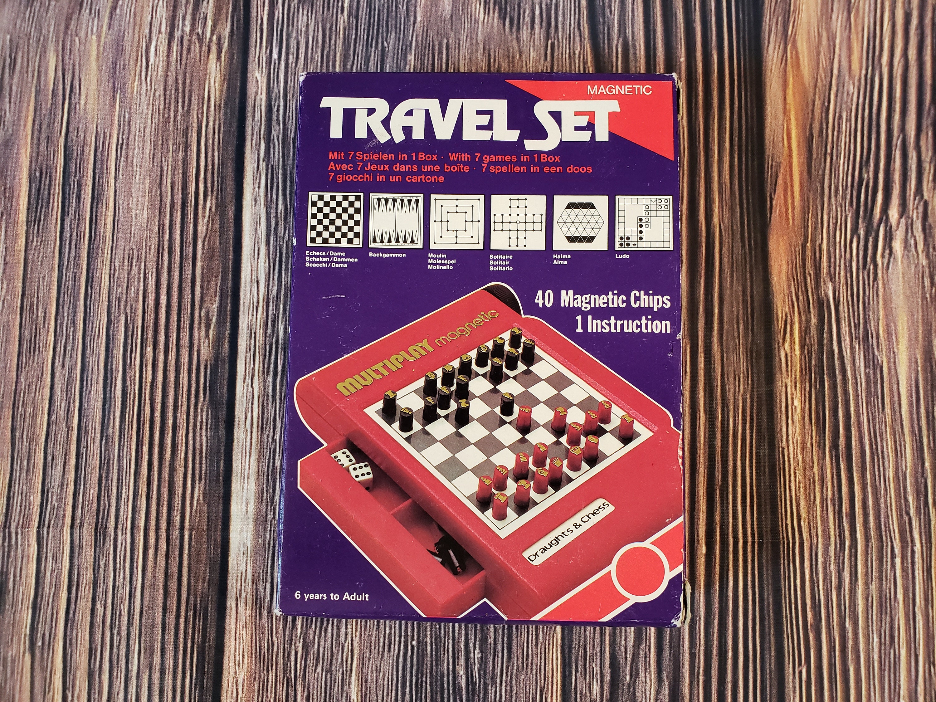 Vintage Travel Games To Go 6 in 1 Magnetic Games