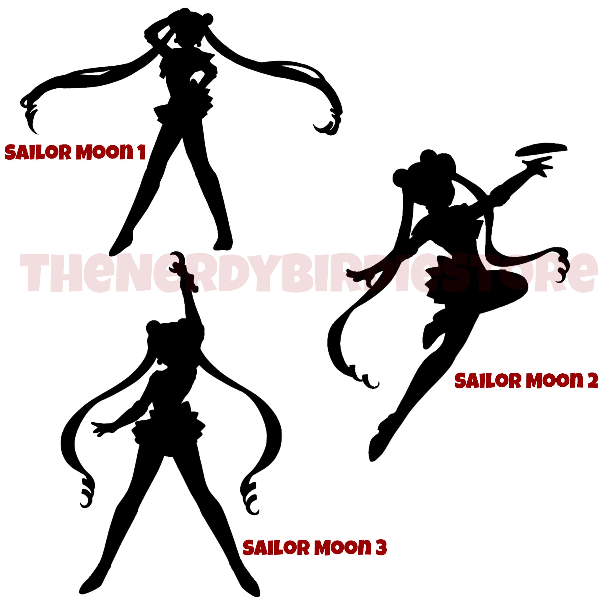 Sailor Moon Chibi Moon and Sailor Scouts Silhouette Decals | Etsy