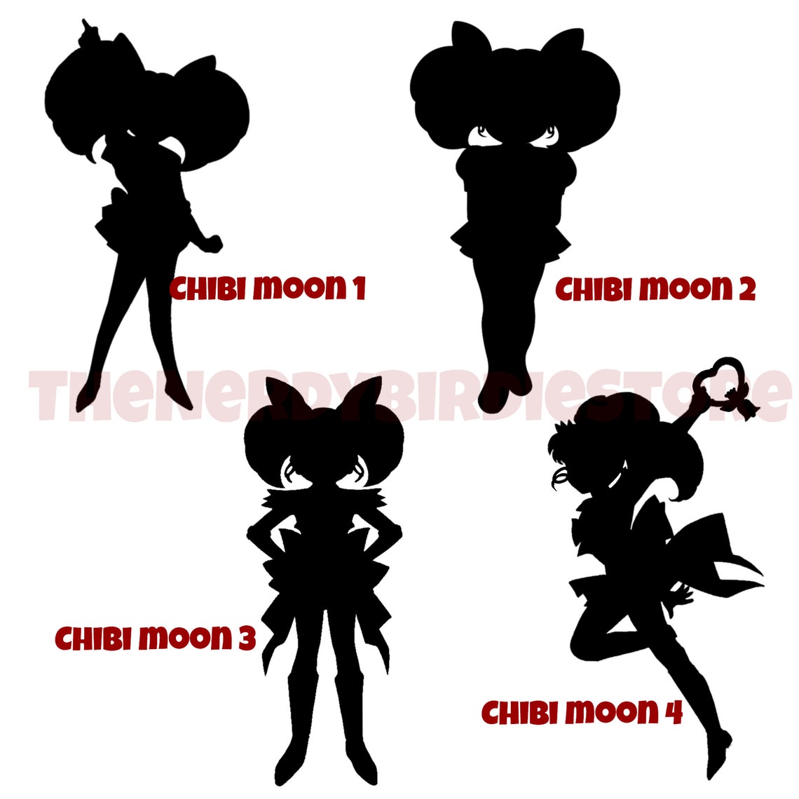 Sailor Moon Chibi Moon and Sailor Scouts Silhouette Decals | Etsy