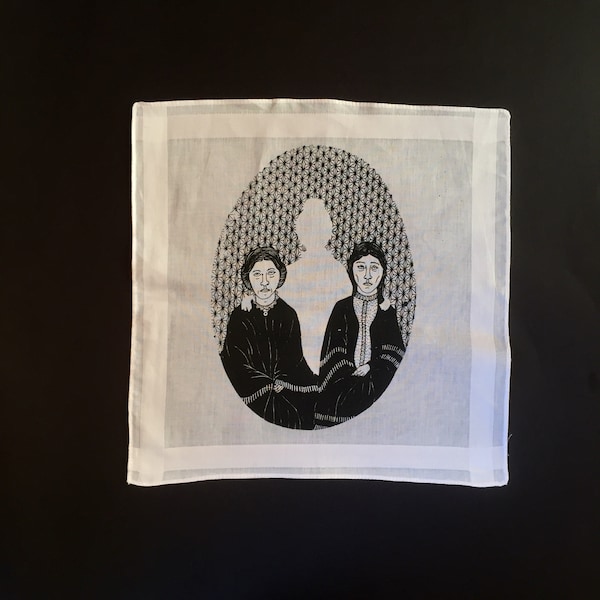 Le portrait de famille / Sérigraphie sur mouchoir en tissu