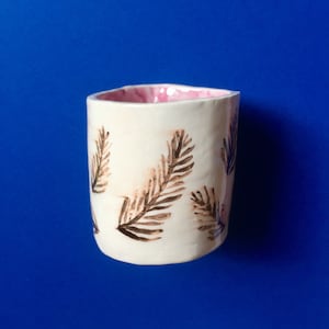 Portapenne Pink Leaves / Ceramica smaltata
