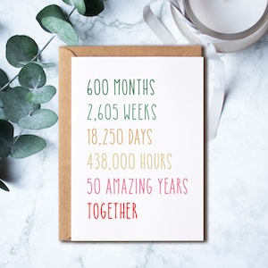 50th Anniversary Card, Funny 50 Years Wedding Anniversary Card, Fiftieth Anniversary Card for Him Her, Perfect Gift For Husband Wife