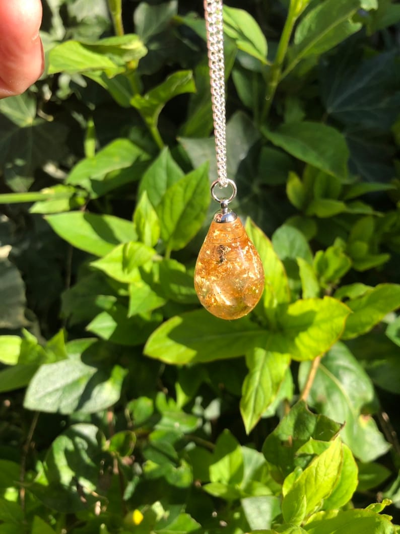 yoga meditation emf protection and spiritual development reiki Citrine and gold leaf drop pendant for healing