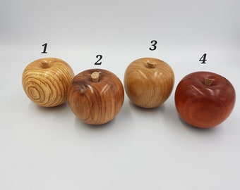 Woodturned apples. Wooden fruit. Wooden apples. Yew Bubinga Spalted Beech Walnut padauk Sweet Chestnut. Decorative gifts. Ornamental apples