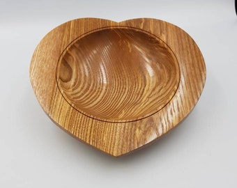 Heart shaped bowl turned from sustainably sourced Olive Ash. Ideal Valentine's day gift.