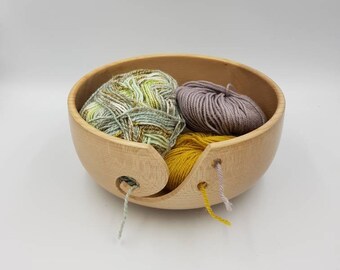 Yarn bowl turned from sycamore. Individually had turned.  Wool bowl. Knitting aid. Bowl. Sustainably sourced timber.
