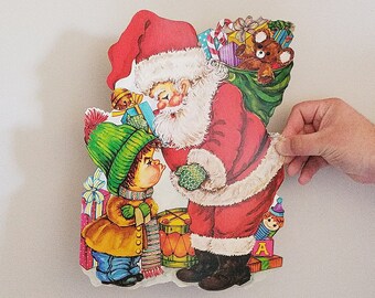 vintage 1980s christmas santa claus child paper cutout holiday xmas naughty toys retro hipster eclectic kitsch decorations - 1980s Christmas Decorations vintage 1980s christmas santa claus child paper cutout holiday xmas naughty toys retro hipster eclectic kitsch decorations - 1980s Christmas Decorations