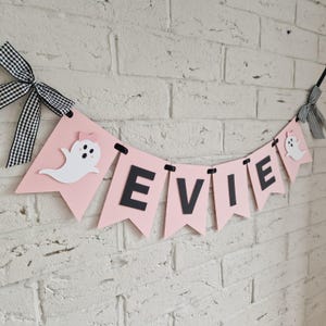 Spooky one 1st birthday banner, cute pink ghost boo day Halloween birthday party decoration, little boo theme baby shower decor