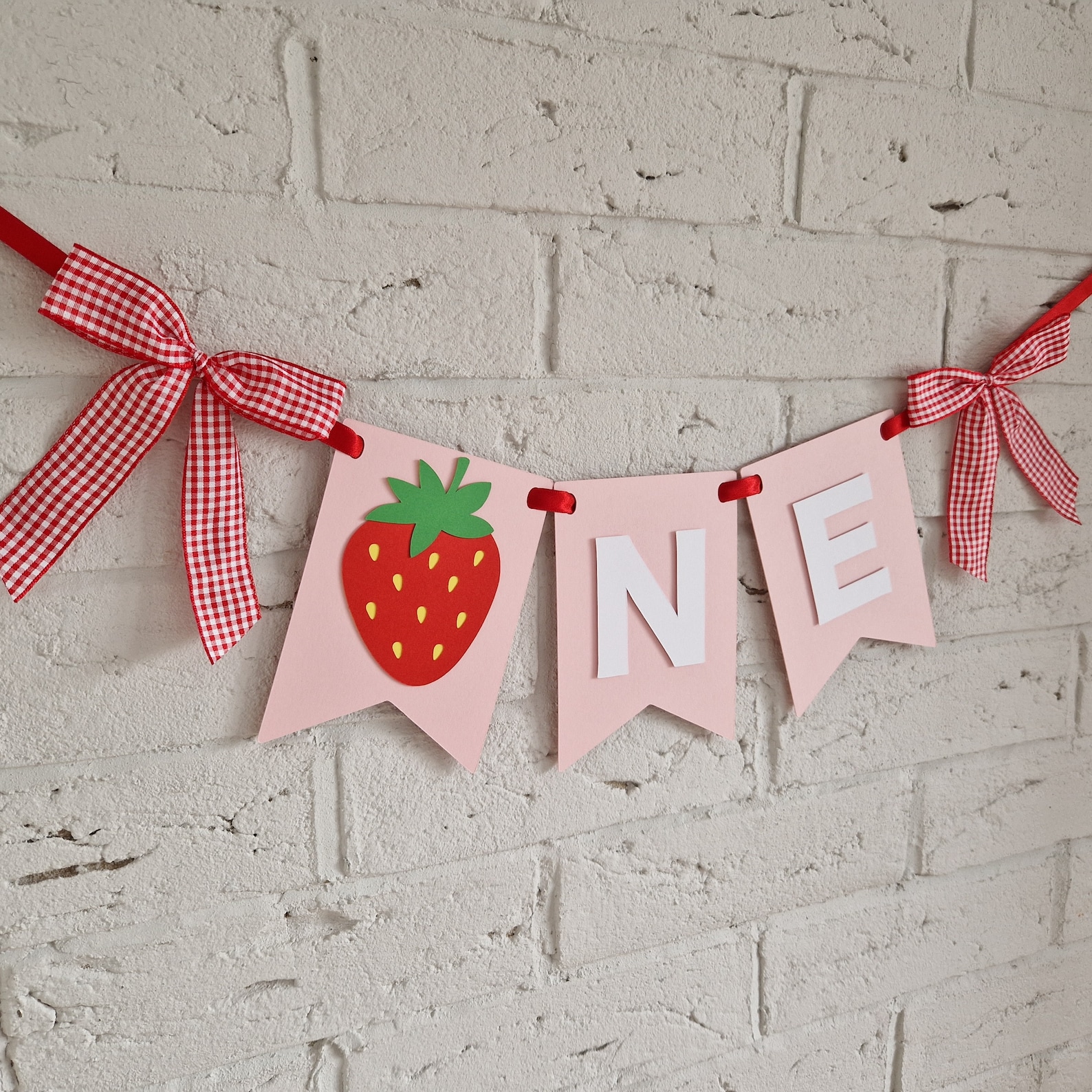 Strawberry Theme High Chair Banner - First Birthday Decor For Girls, Cake Smash Photo Prop, 80 Inch Long - View #10