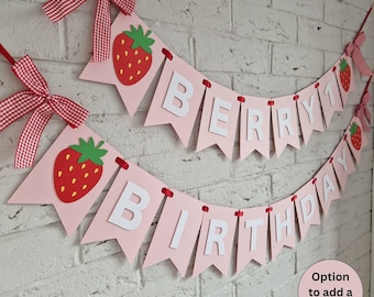 Berry 1st birthday banner, berry first birthday decorations, strawberry birthday party decorations, strawberry theme 1st birthday girl