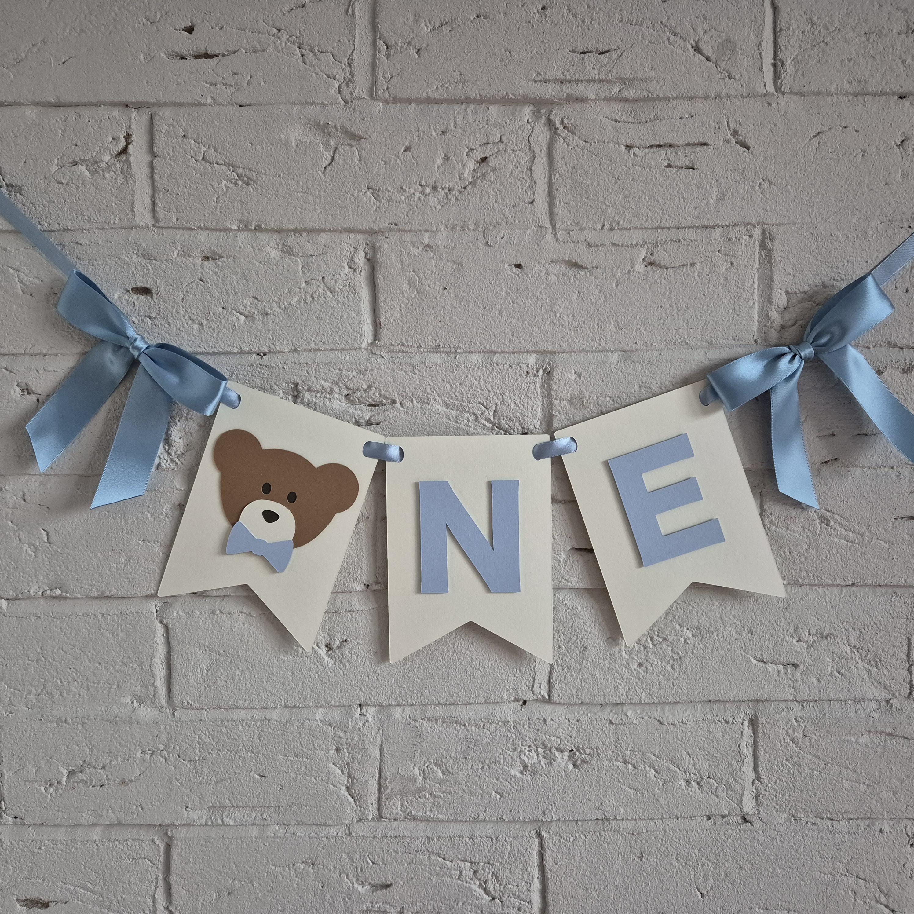 Teddy Bear First Birthday High Chair Banner With Ribbons, Boho Teddy ...