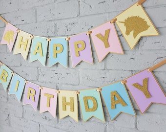 Happy birthday unicorn banner / unicorn birthday decorations / unicorn birthday decor / unicorn decor / unicorn birthday party decorations