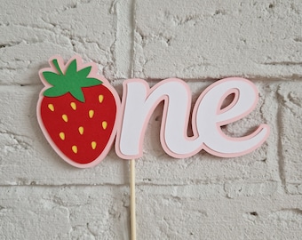 Strawberry First Birthday Cake Topper: Berry One Party Decor