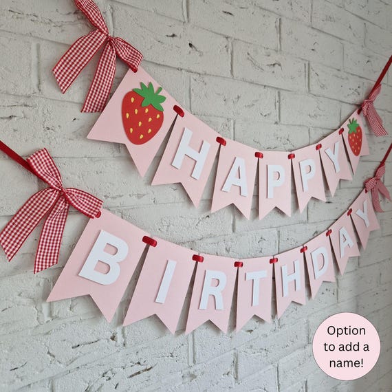 Strawberry birthday banner, berry first birthday decor, sweet one theme birthday party decorations, strawberry first birthday girl