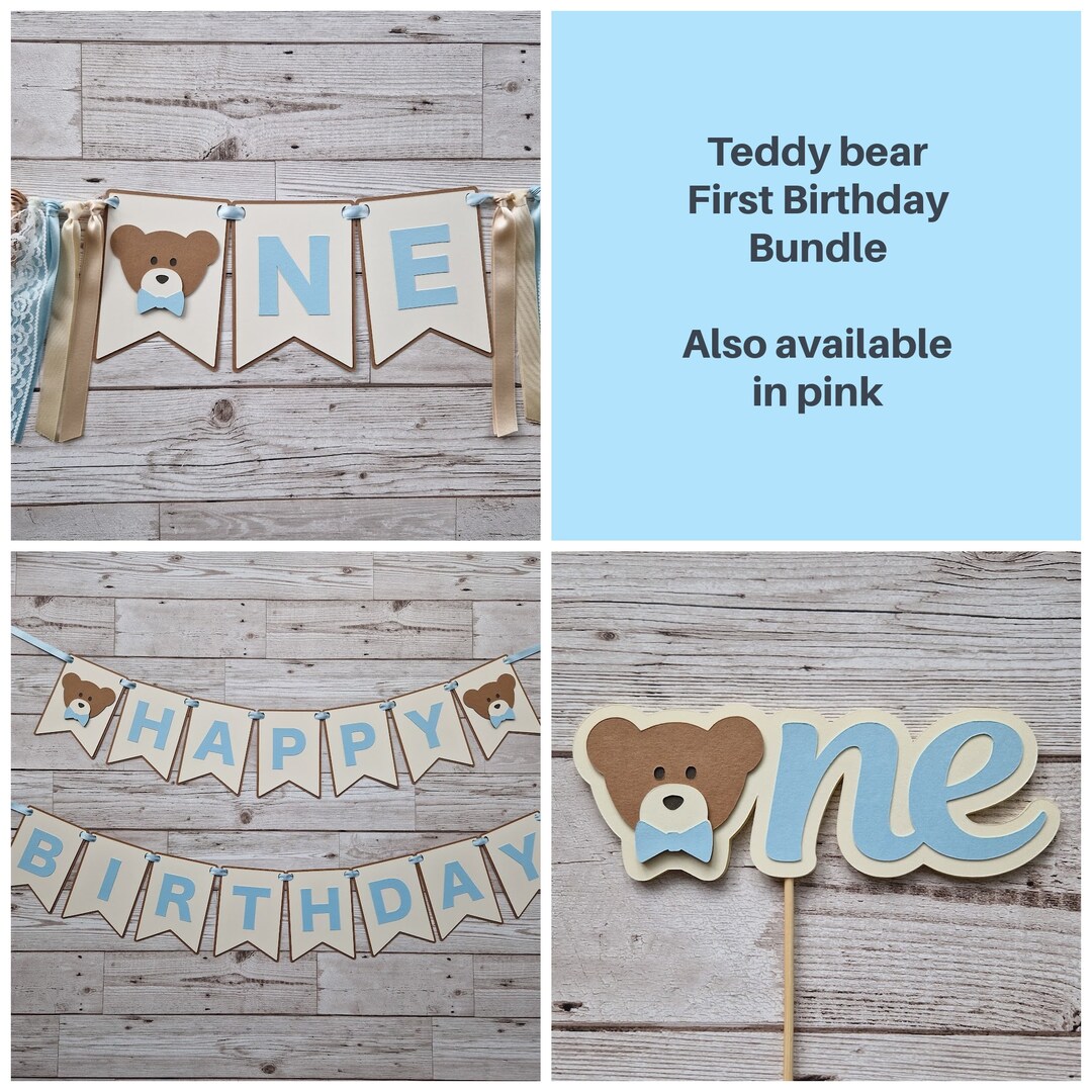 Teddy Bear First Birthday Decorations Bundle Beary First - Etsy
