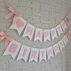 Pink happy birthday Banner: Girl 1st birthday Party Decorations