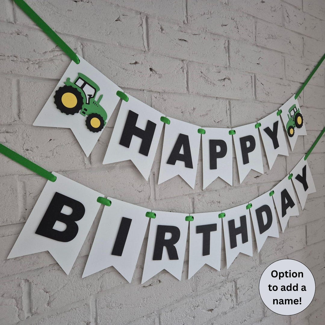 Tractor Birthday Banner, Green Tractor Birthday Party Decorations ...