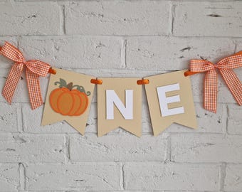 Pumpkin First Birthday High Chair Banner: Fall Halloween Decor