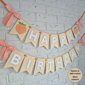 One sweet peach birthday banner, personalized peach happy 1st birthday decorations girl, peachy one theme birthday party decor