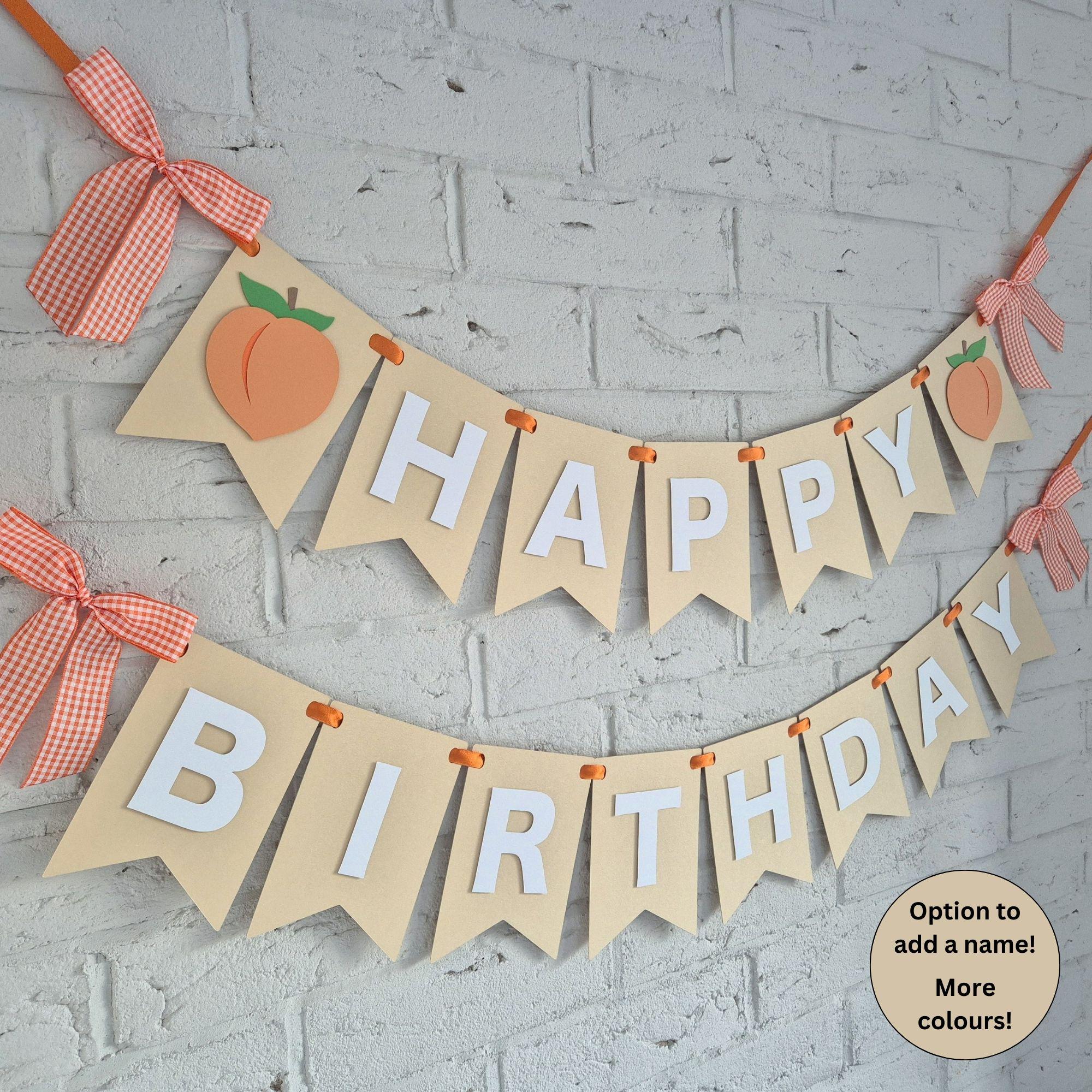 One sweet peach birthday banner, personalized peach happy 1st birthday decorations girl, peachy one theme birthday party decor