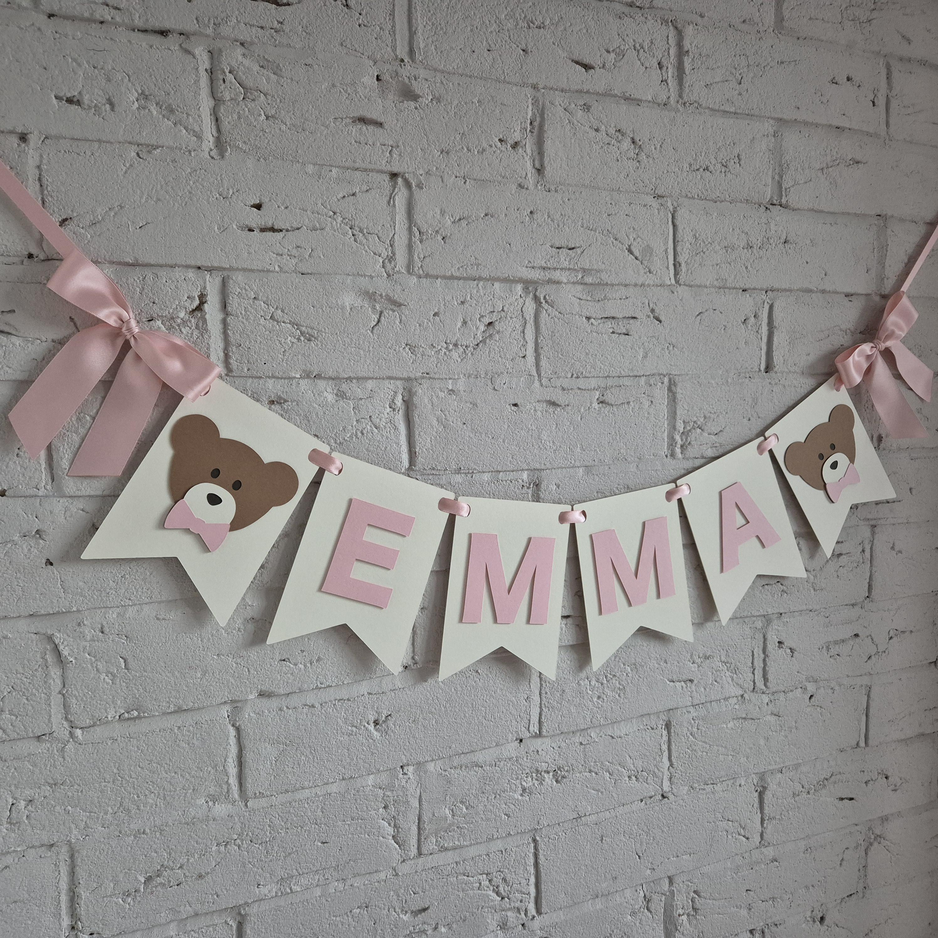 Teddy Bear Birthday Name Banner, Beary First Birthday Party Decor ...