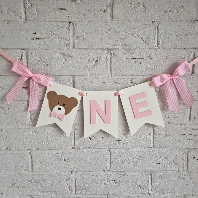 Teddy Bear First Birthday High Chair Banner With Ribbons, Boho Teddy ...