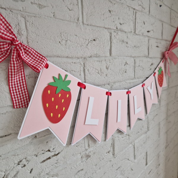 Benutzerdefiniertes Beeren-Banner zum ersten Geburtstag, Erdbeer-Dekoration zum 1. Geburtstag, Beeren-süßes Thema-Geburtstagsparty-Dekor, personalisiertes Namensbanner