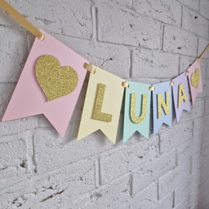 Custom Pastel First Birthday Banner: Personalized Rainbow Decor
