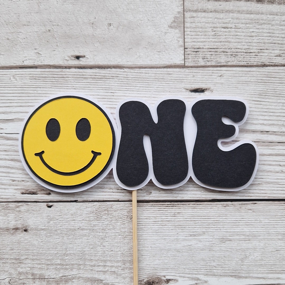 One Happy Dude Cake Topper: Smiley Face First Birthday Decor - Etsy