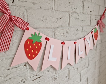 Beeren Geburtstagsbanner, Erdbeeren 1.Geburtstag Dekorationen, Beeren süsses Thema Geburtstagsparty Dekor, personalisiertes Namensbanner