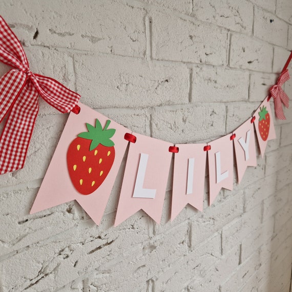 Custom berry first birthday banner, strawberry 1st birthday decorations, berry sweet theme birthday party decor, personalized name banner