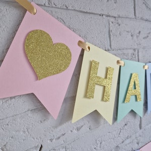 Pastel happy birthday banner, pastel birthday decorations, Pastel theme party decor image 4