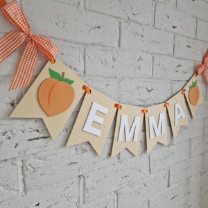 One sweet peach first birthday decor custom banner, personalized peach 1st birthday decorations girl, peachy one theme birthday party decor