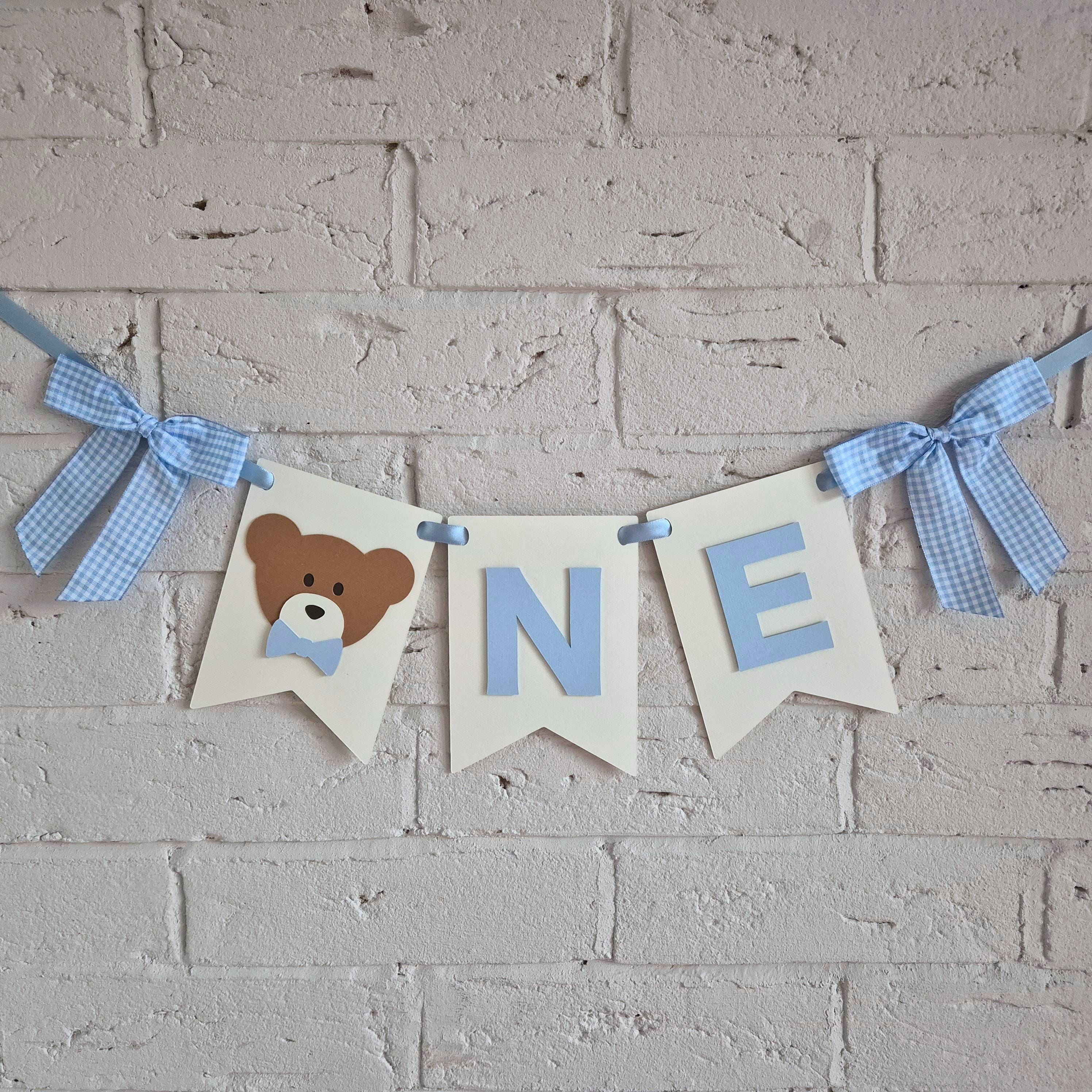 Teddy Bear First Birthday High Chair Banner With Ribbons, Boho Teddy ...